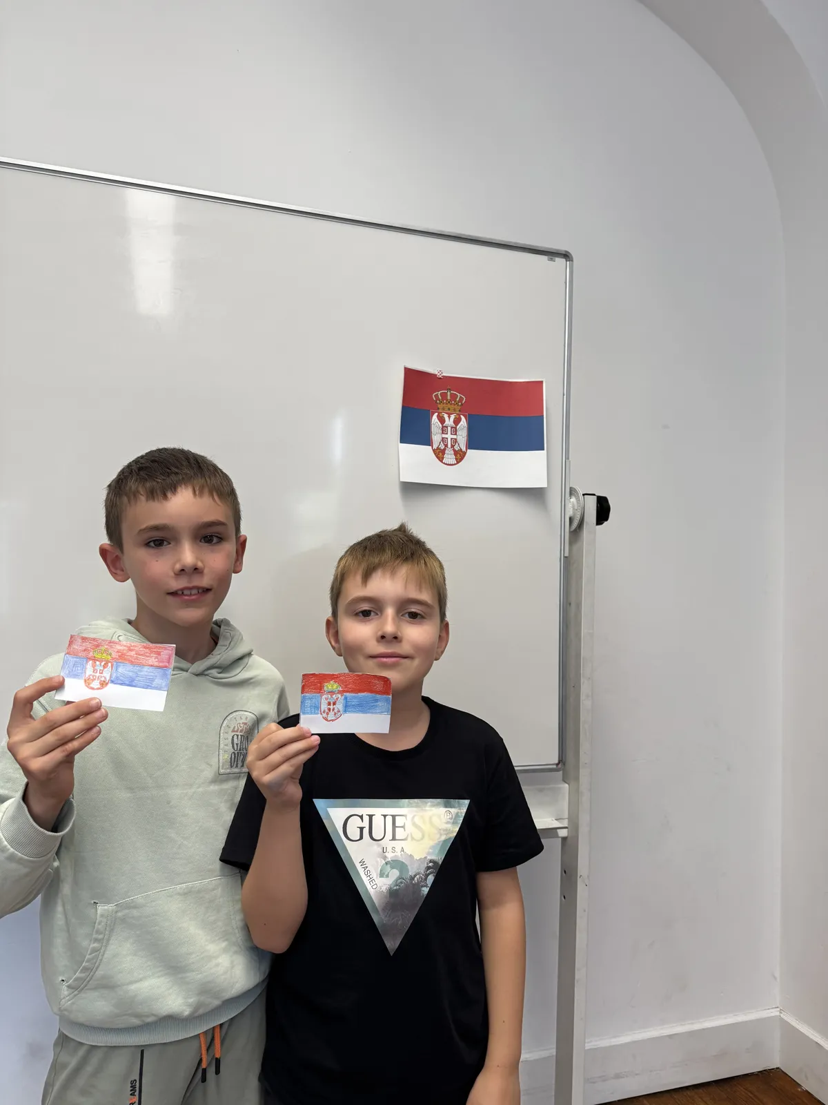 Ученици са обојеним заставама
